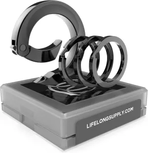300 Series (1) Circle Carabiner Keychain Clip & (3) Matching Flat-Style Key Rings for Keychain Set