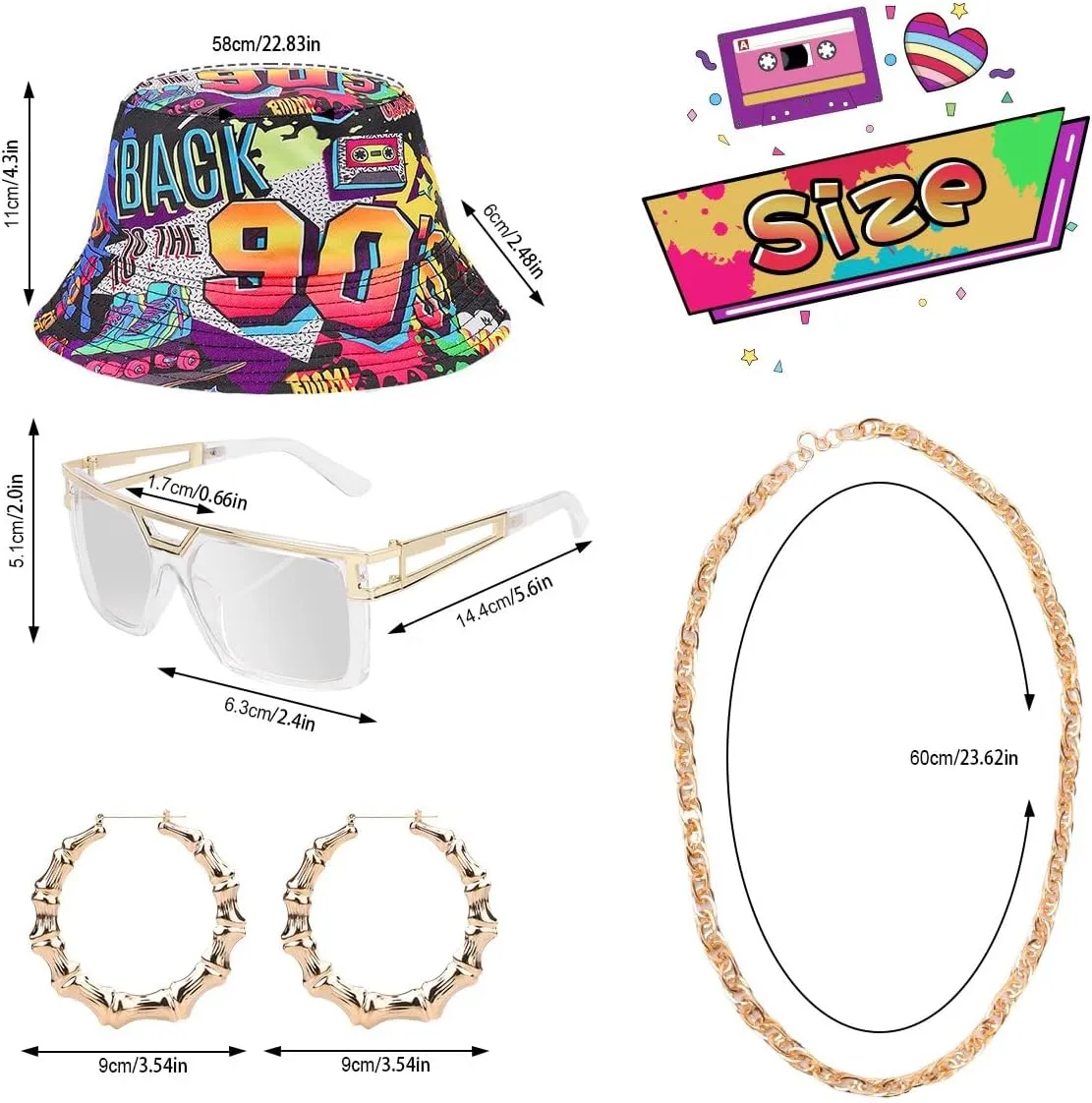 80s 90s Outfit for Women, Unisex Hip Hop Costume Baseball Jersey Shirt Yoga Pants Bucket Hat Gold Chain Rapper Accessories