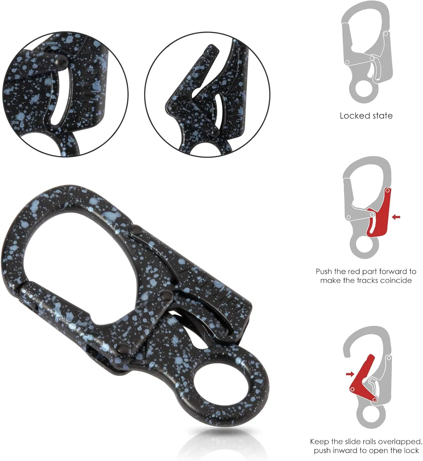 Ahiller Carabiner Clip, Double Anti-Misopening Locking Design, 3" Zinc Alloy Heavy Keychain for Outdoor Camping Hiking, Key Ring Clip