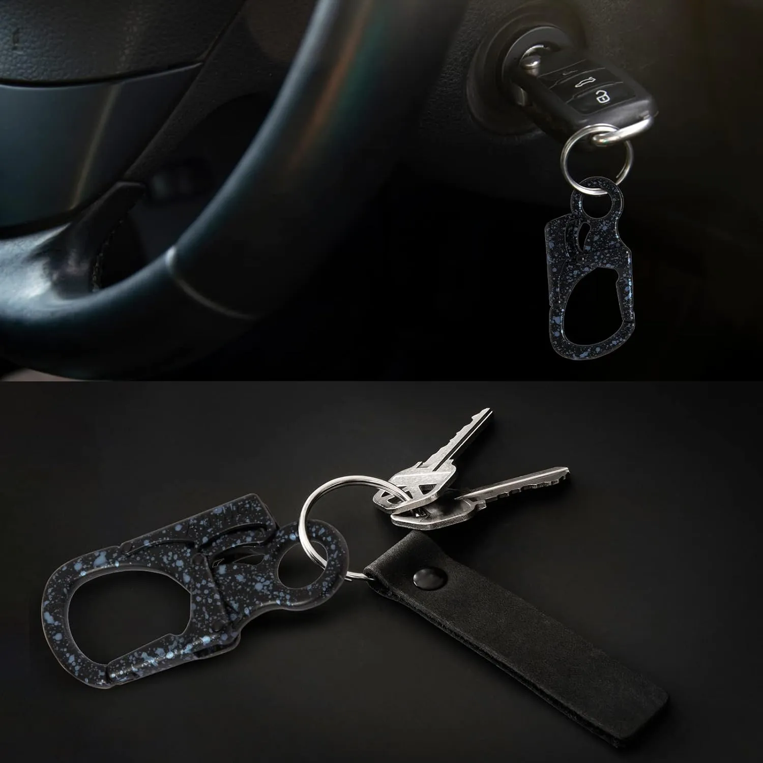 Ahiller Carabiner Clip, Double Anti-Misopening Locking Design, 3" Zinc Alloy Heavy Keychain for Outdoor Camping Hiking, Key Ring Clip