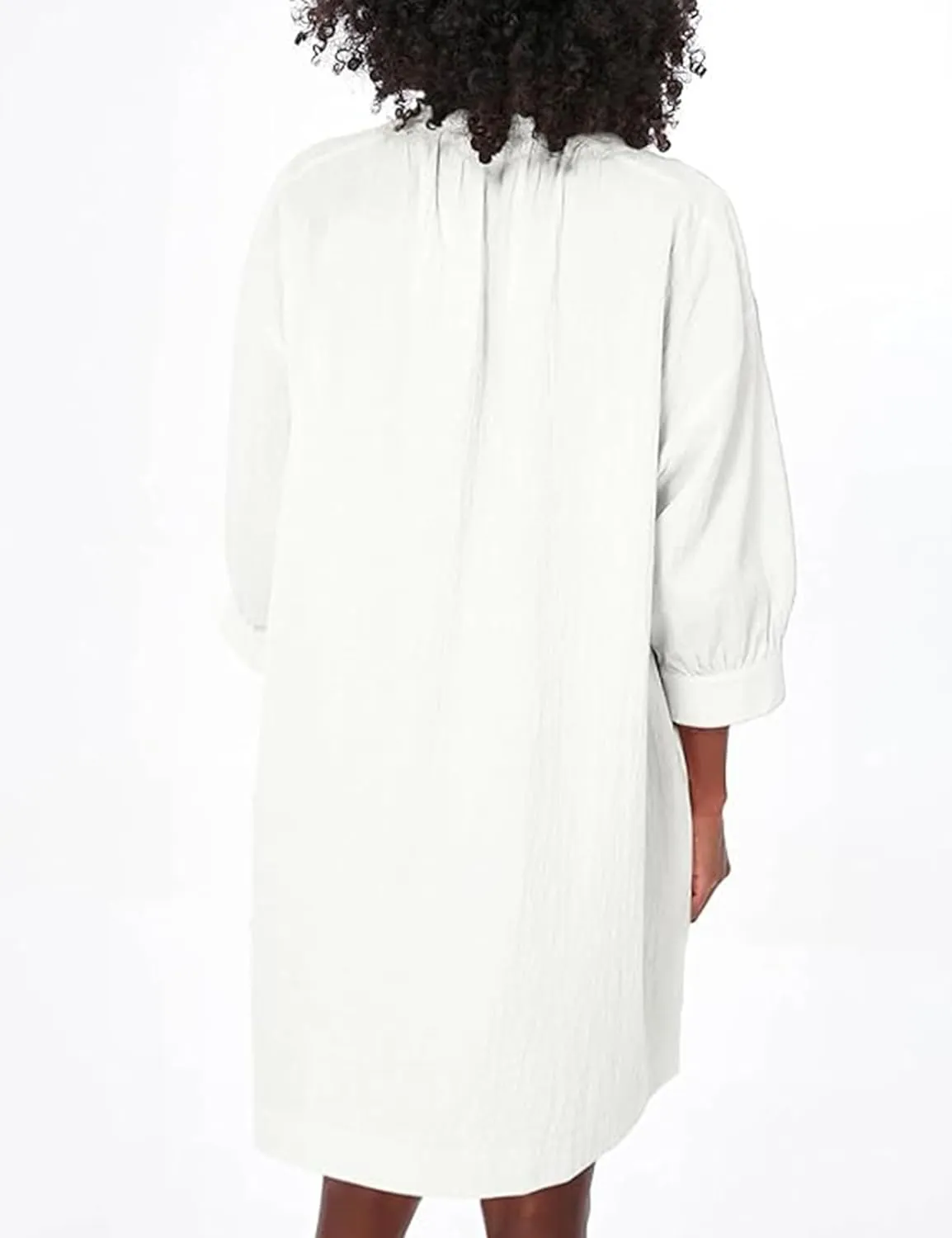 Ailoqing Swimsuit Coverup Womens V Neck 3/4 Sleeve Casual Shirt Dress with Pockets