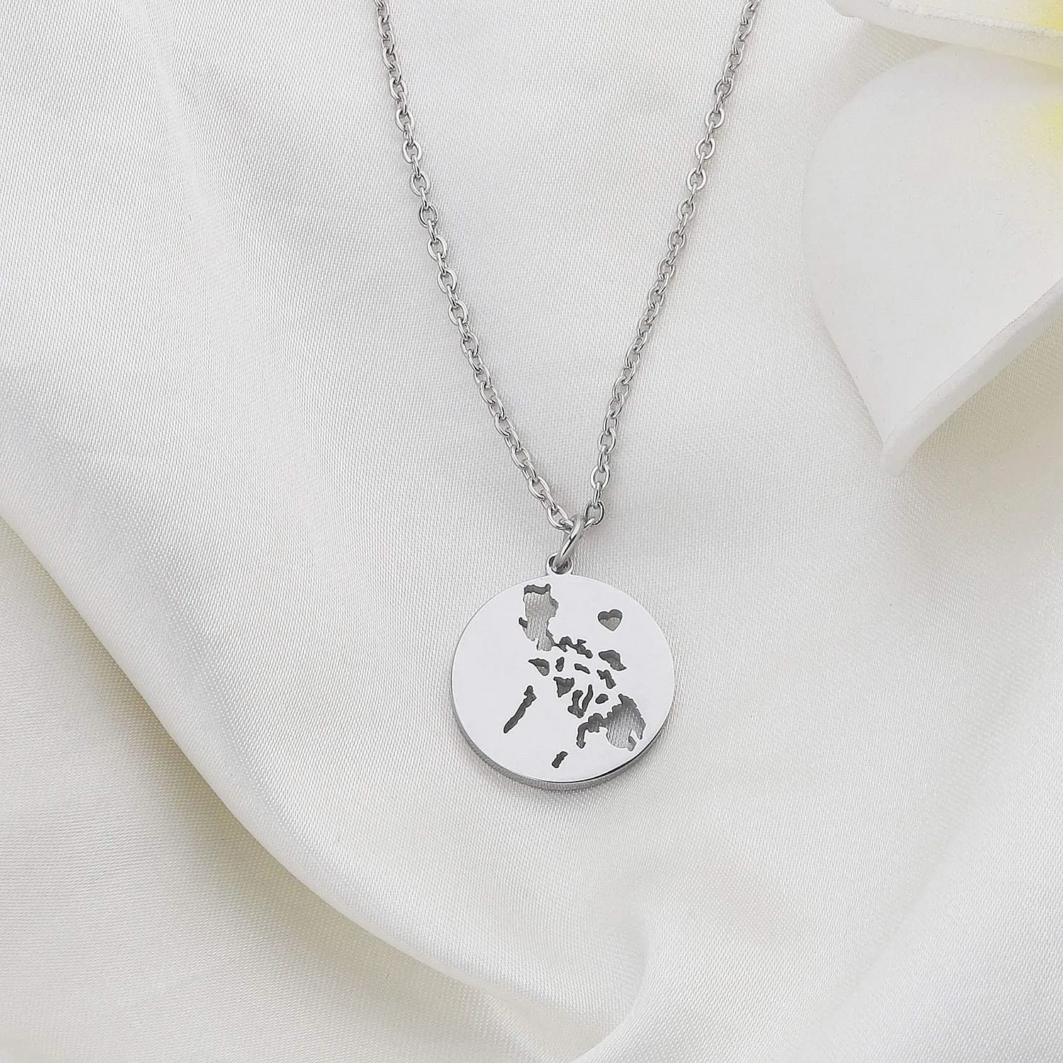 bobauna Philippine Islands Map Pendant Circle Hollow Necklace Philippine Pride Jewelry Map Geography Gift For Filipino