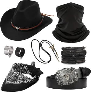 Cowboy Outfit for Men Western Cowboy Costume Accessories Set for Halloween Cosplay
