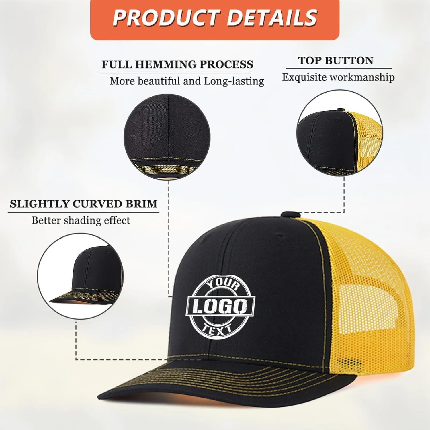 Custom Hats for Men Women Custom Hats Design Your Own Logo Customized Trucker Hat Customize Baseball Hat