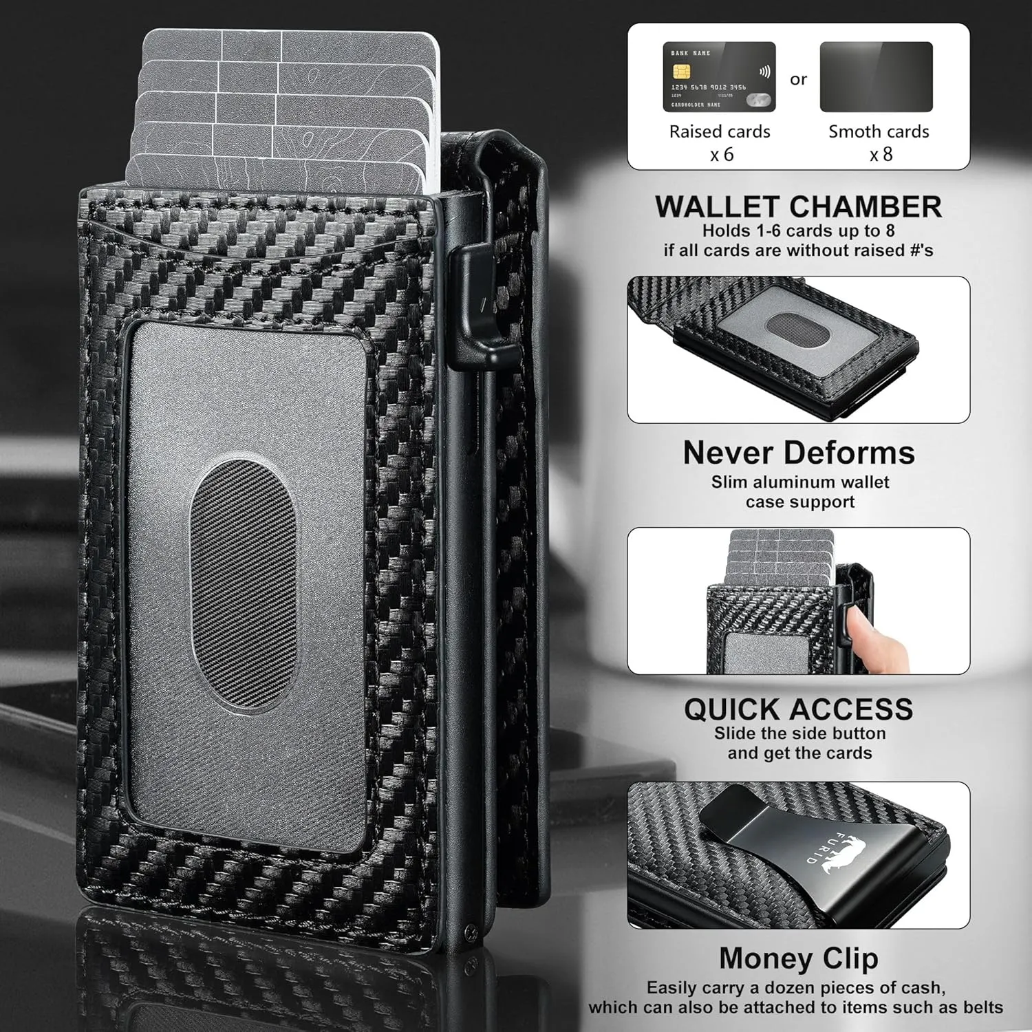 furid Card Wallet For Men Slim: Smart Wallet - Rfid Minimalist Front Pocket with ID Window Pop Up Wallet with Money Clip Gift For Him