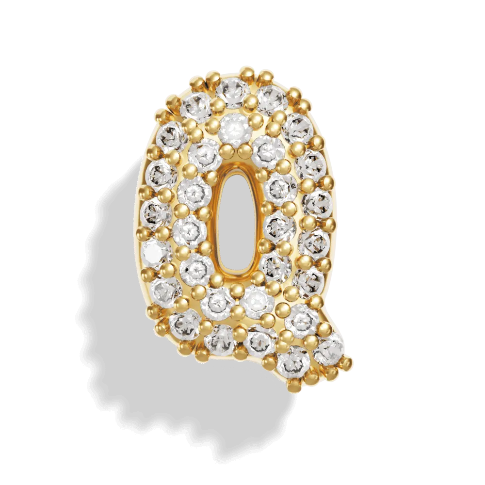 Gold Pave Bubble Letter Charms