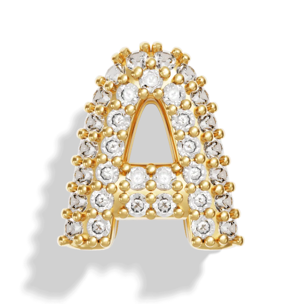Gold Pave Bubble Letter Charms