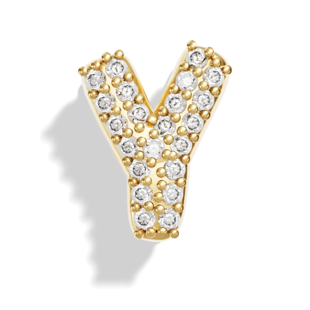 Gold Pave Bubble Letter Charms