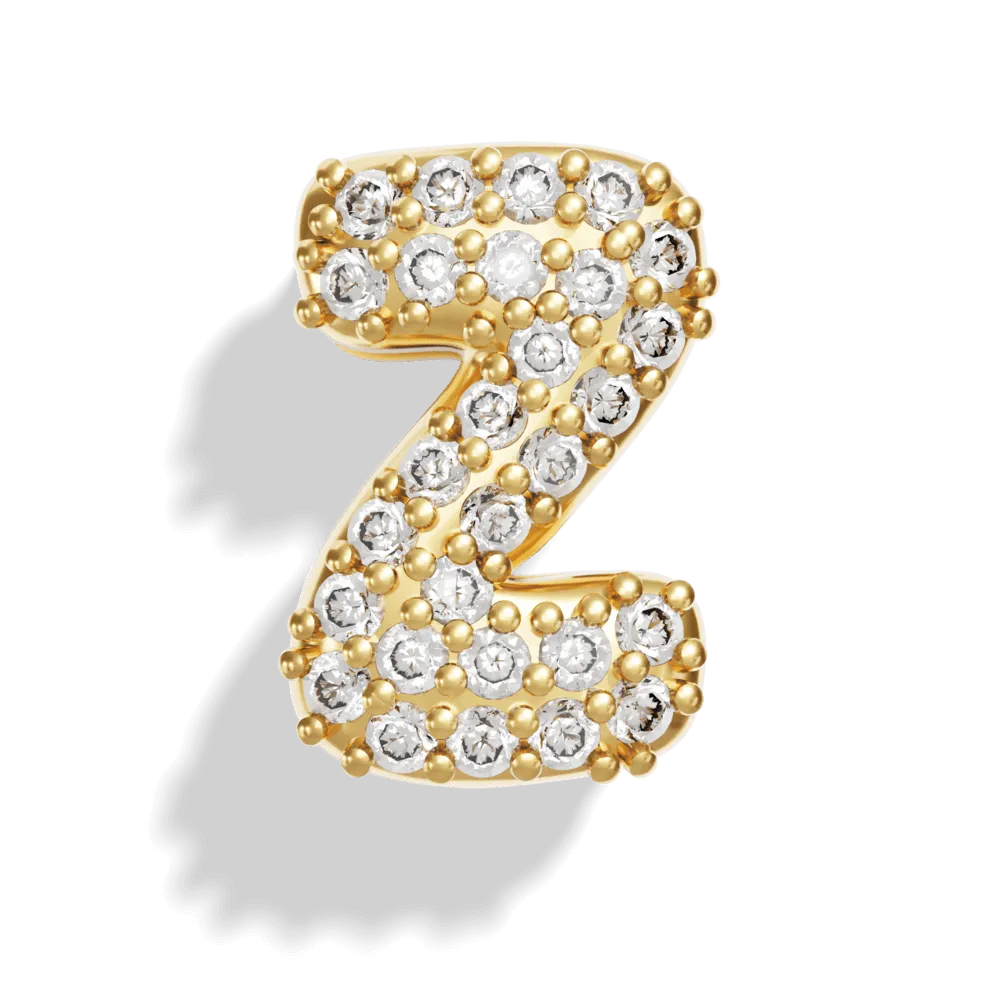 Gold Pave Bubble Letter Charms