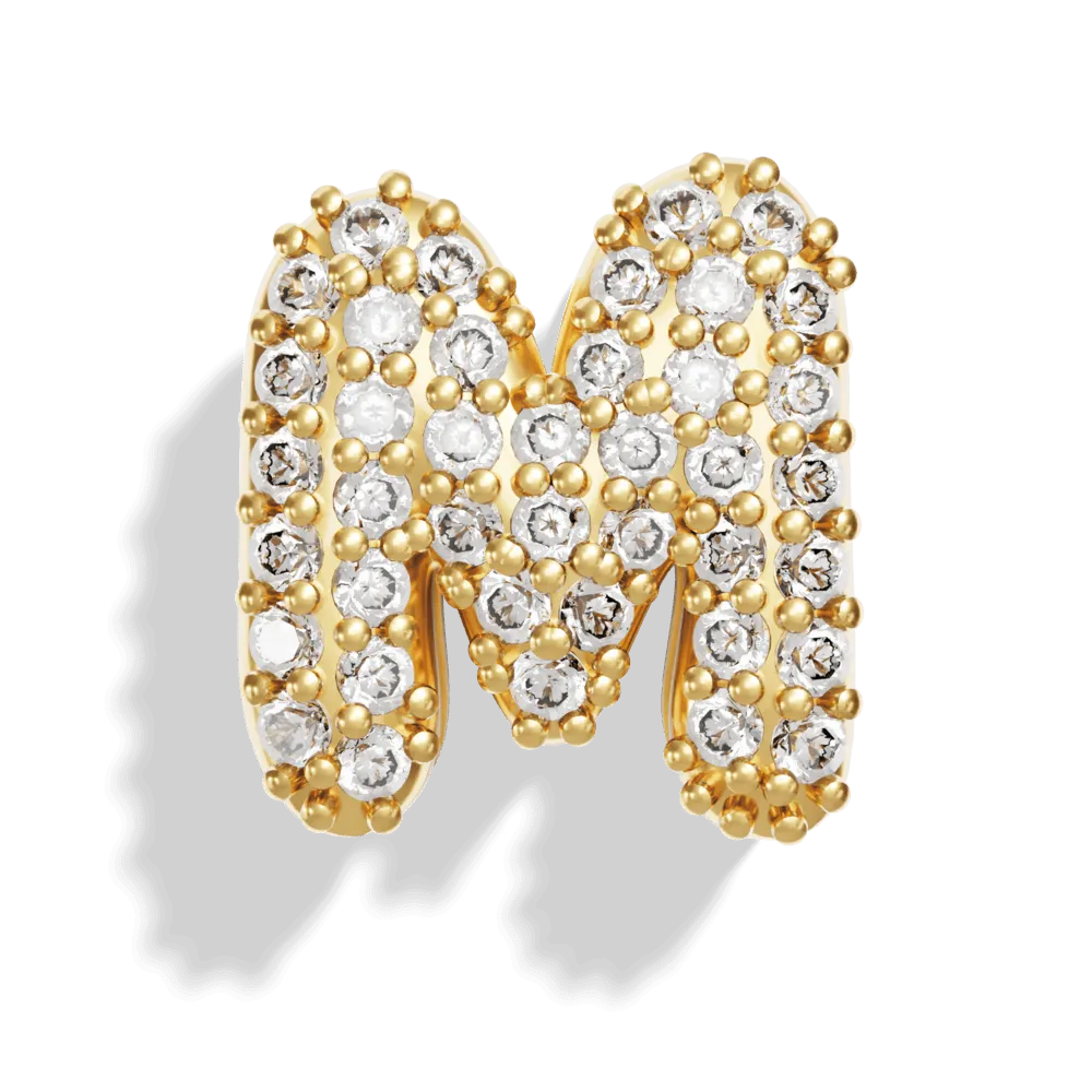 Gold Pave Bubble Letter Charms