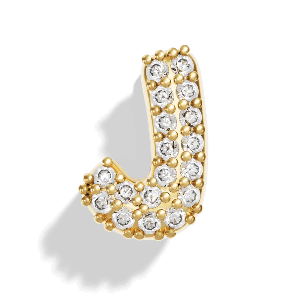 Gold Pave Bubble Letter Charms