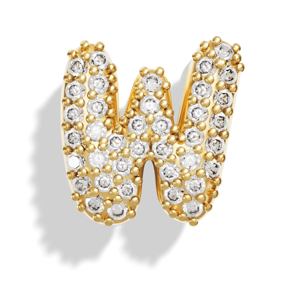 Gold Pave Bubble Letter Charms