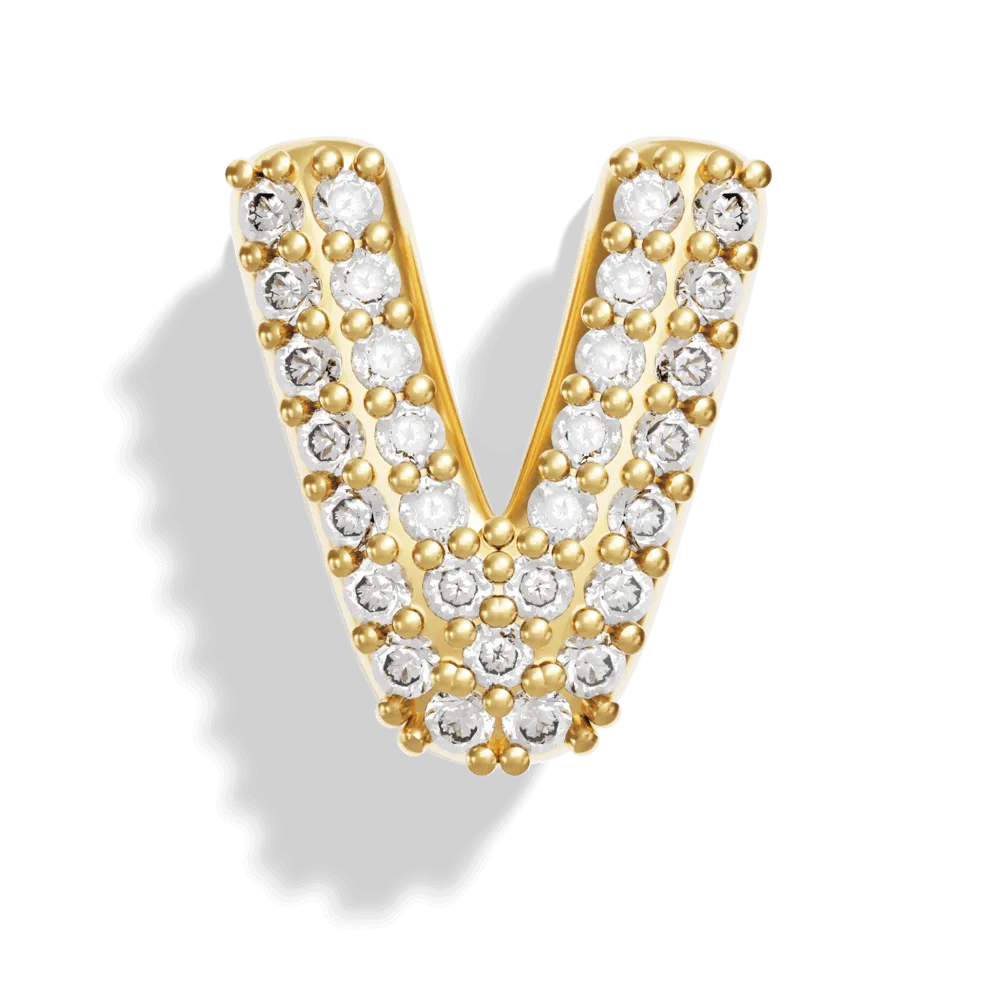 Gold Pave Bubble Letter Charms