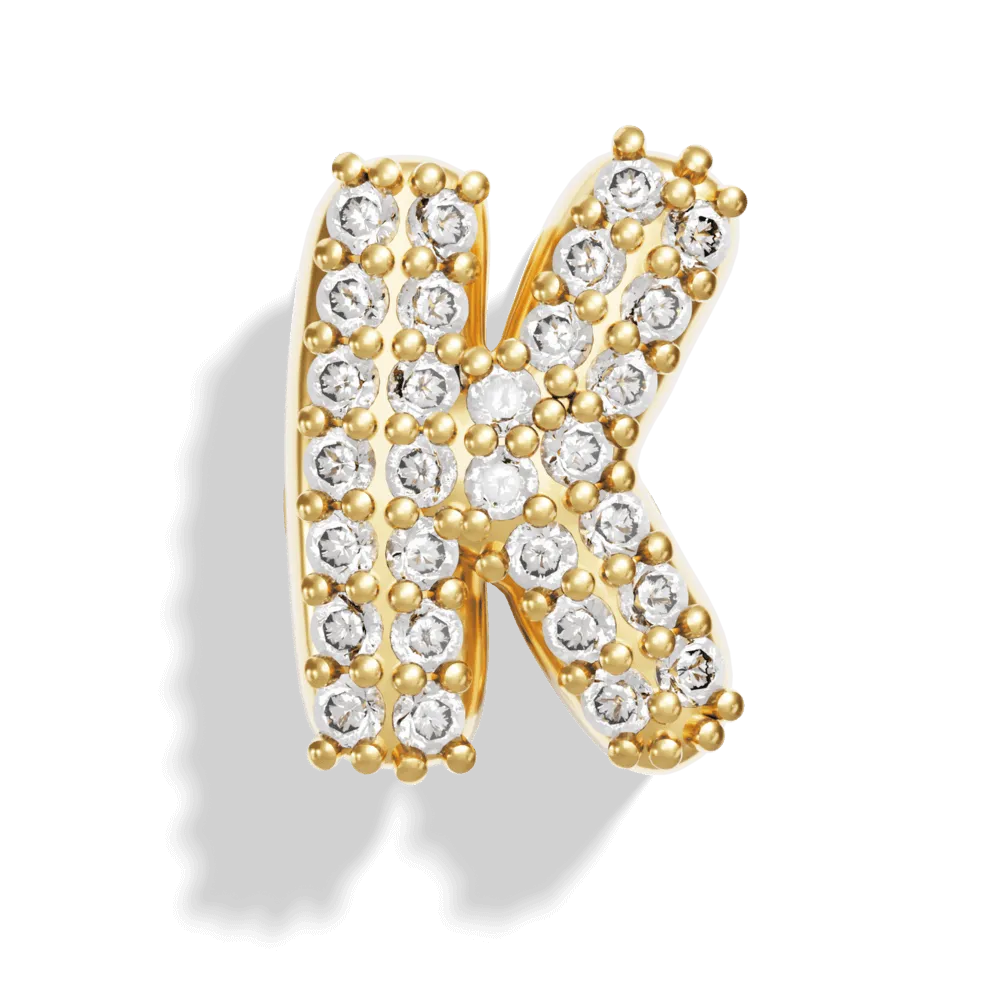 Gold Pave Bubble Letter Charms