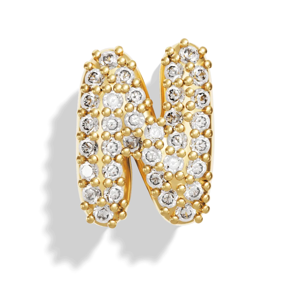 Gold Pave Bubble Letter Charms