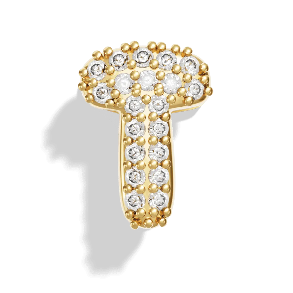 Gold Pave Bubble Letter Charms