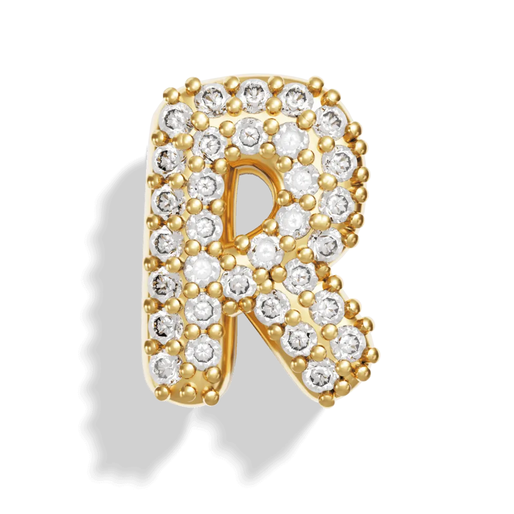 Gold Pave Bubble Letter Charms