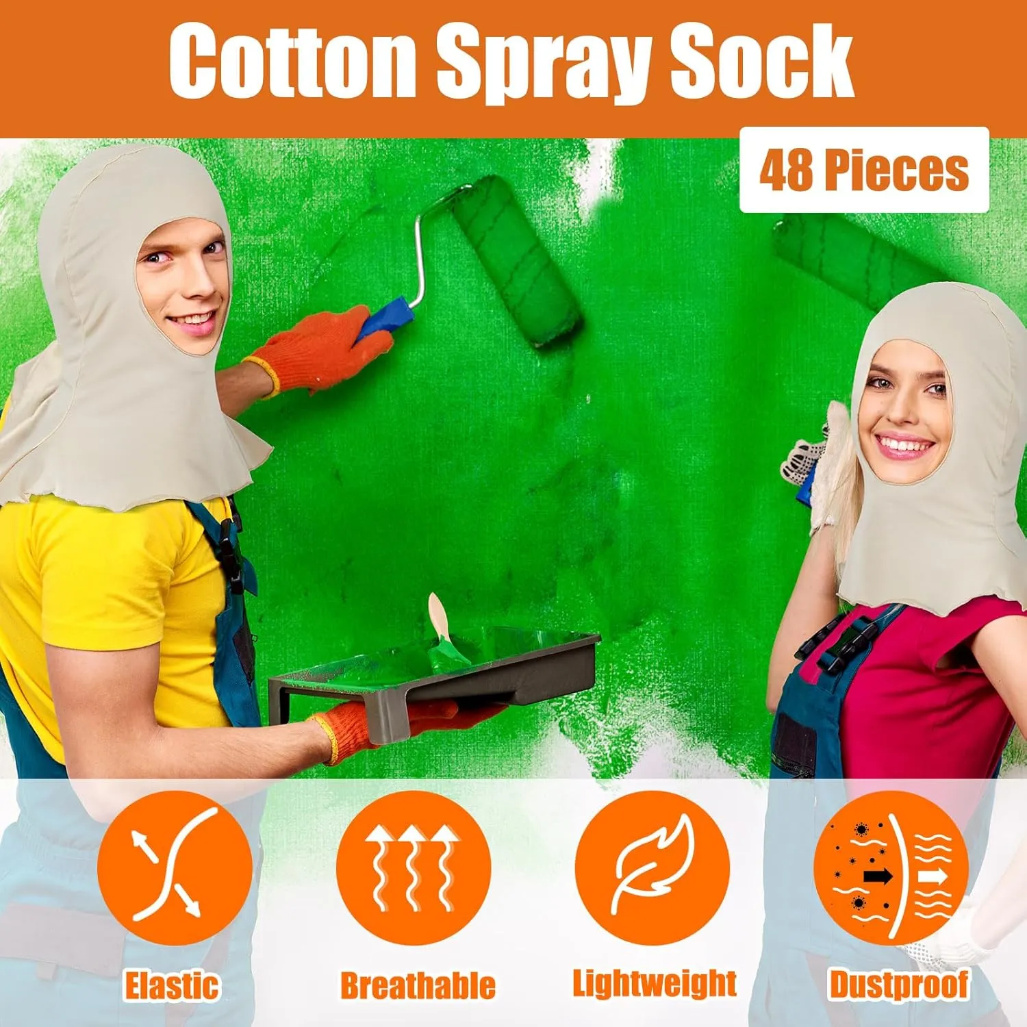 Hercicy Spray Socks Painters Mask Hair Sock Unisex Adult Head Covering Painting Mask Soft Cotton Stretch Hood for Paint