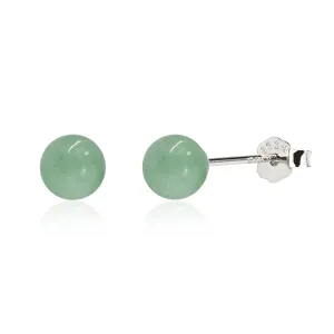 Jade Earrings Studs, 6mm Green Jade Earrings for Women, 925 Sterling Silver Stud Earrings for Sensitive Ears, Jade Jewelry for Women & Men, Good Luck Handmade Earrings Gift for Birthday Anniversary