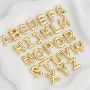Large Balloon Letter A-Z Pendant Necklace, 18k plated, Brass