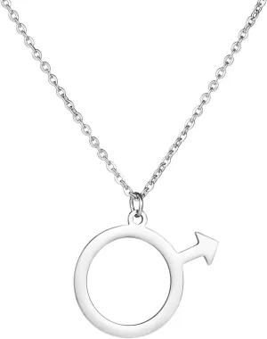 Masculine Symbol Necklace, Stainless Steel Male Mens Symbol Pendant Necklace for Men Silver Pendant Chain for Young Men Accessories Jewelry Gifts