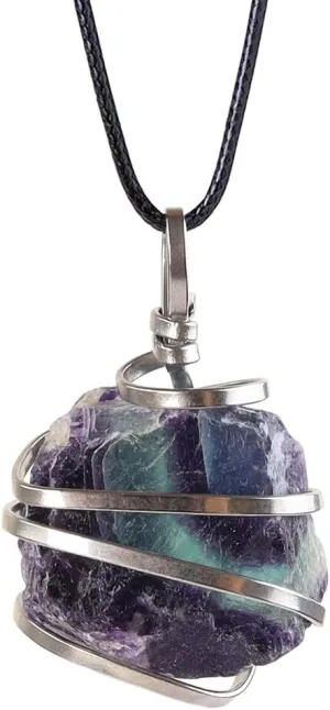 Natural Gemstone Pendant Necklace For Men & Women Spiritual Jewelry Wire Wrapped Gemstone Chakra Necklaces Real Stones For Him & Her