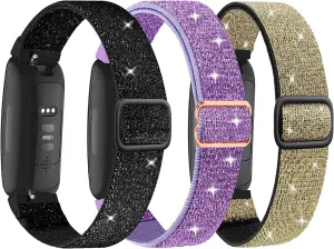 Nigaee 3 Pack Elastic Nylon Bands Compatible with Fitbit Inspire 3/Inspire 2/Inspire HR/Inspire,Adjustable Breathable Replacement Straps Soft Nylon Loop Wristbands for Women Men