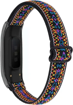 Nigaee Genuine Leather Bands & Elastic Nylon Bands Compatible with Samsung Galaxy Fit2, Soft Sport Breathable Straps for Women Men,Replacement Wristband Accessories for Samsung Galaxy Fit2