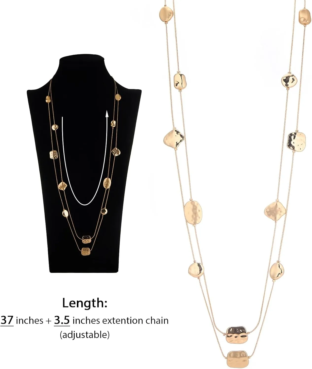 Noessla Long Gold Necklace for Women Long Beaded Chain Necklace Costume Jewelry Gifts for Women Trendy