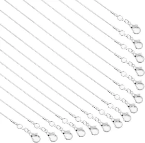 PAXCOO 30 Pack Necklace Chain Silver Plated Necklace Snake Chains Bulk for Jewelry Making, 1.2 mm (18 Inches)