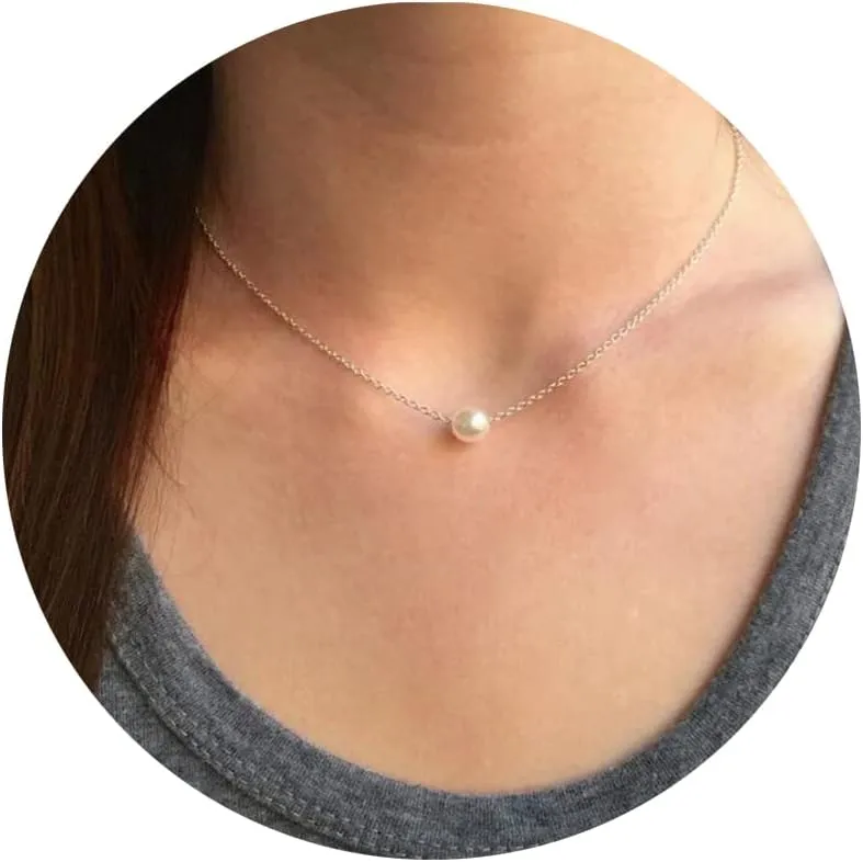 Pearl Necklaces for Women,14K Real Gold Plated Dainty Cute Pearl Necklace for Women Handmade Pearl Chain Necklace Everyday Jewelry Gift