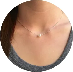 Pearl Necklaces for Women,14K Real Gold Plated Dainty Cute Pearl Necklace for Women Handmade Pearl Chain Necklace Everyday Jewelry Gift