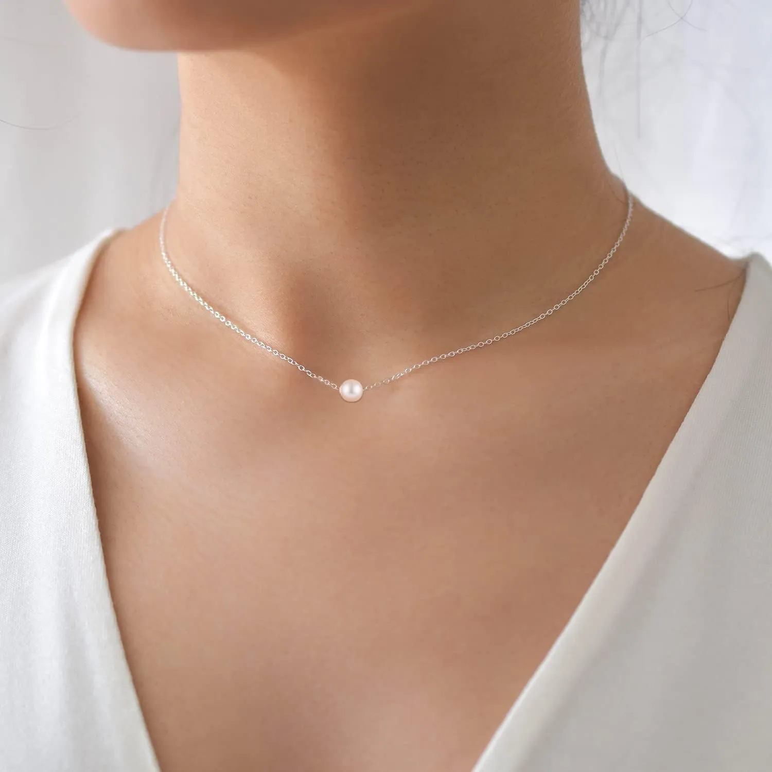Pearl Necklaces for Women,14K Real Gold Plated Dainty Cute Pearl Necklace for Women Handmade Pearl Chain Necklace Everyday Jewelry Gift