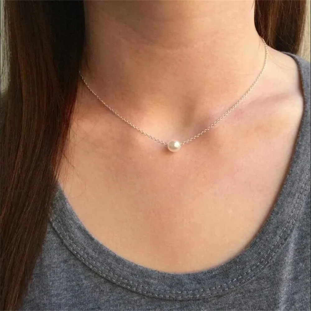 Pearl Necklaces for Women,14K Real Gold Plated Dainty Cute Pearl Necklace for Women Handmade Pearl Chain Necklace Everyday Jewelry Gift