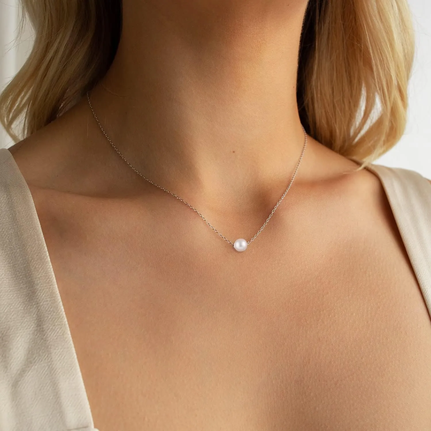 Pearl Necklaces for Women,14K Real Gold Plated Dainty Cute Pearl Necklace for Women Handmade Pearl Chain Necklace Everyday Jewelry Gift