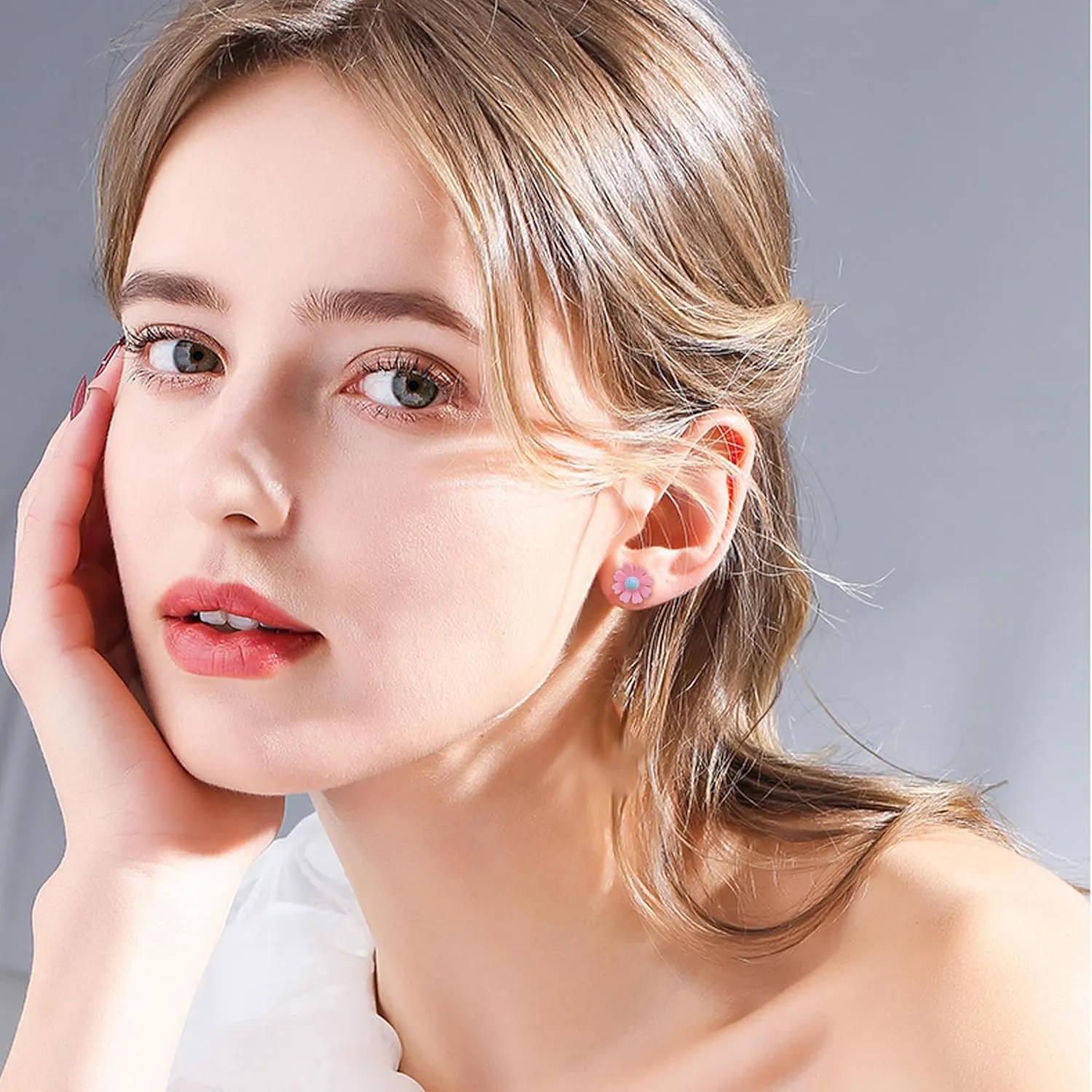 Plastic Earrings for Sensitive Ears - Girls & Women's Flower Stud Post Earrings