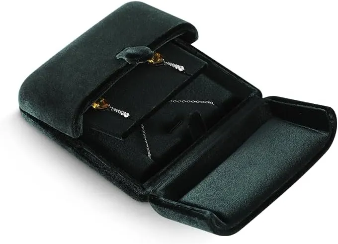 Resilient Velvet Earrings Necklace Dual-Purpose Storage Box, Stud Earring Display Box For Girlfriend Wife, Premium Jewelry Organizer Small Case