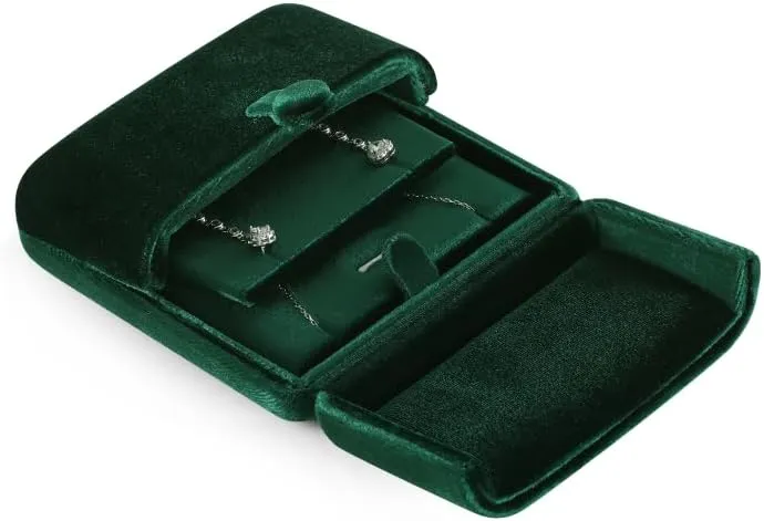 Resilient Velvet Earrings Necklace Dual-Purpose Storage Box, Stud Earring Display Box For Girlfriend Wife, Premium Jewelry Organizer Small Case