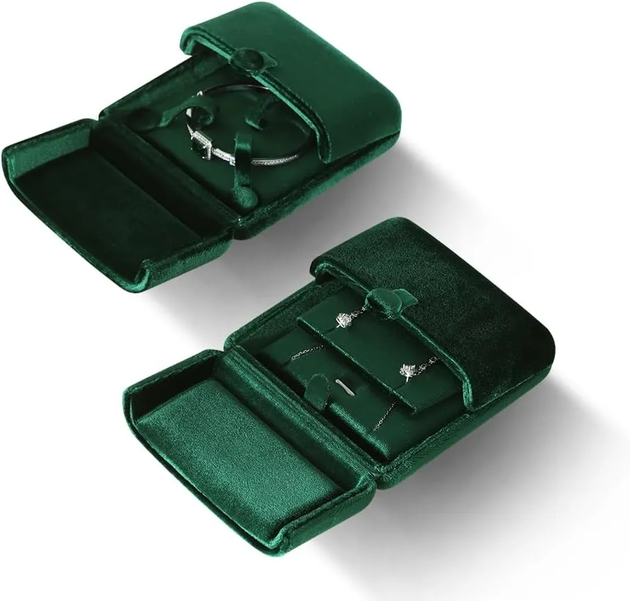 Resilient Velvet Earrings Necklace Dual-Purpose Storage Box, Stud Earring Display Box For Girlfriend Wife, Premium Jewelry Organizer Small Case