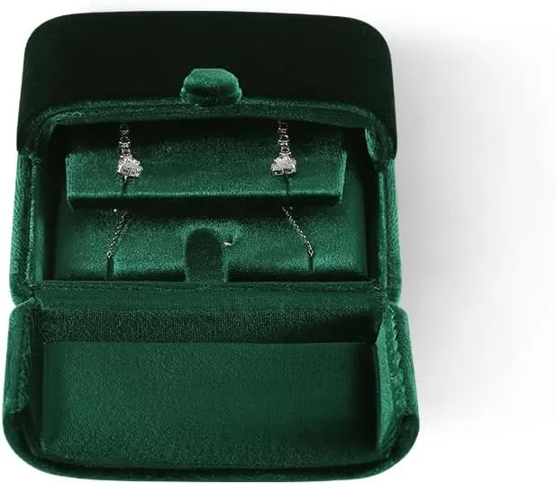 Resilient Velvet Earrings Necklace Dual-Purpose Storage Box, Stud Earring Display Box For Girlfriend Wife, Premium Jewelry Organizer Small Case