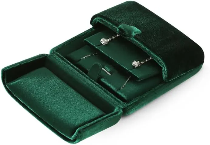 Resilient Velvet Earrings Necklace Dual-Purpose Storage Box, Stud Earring Display Box For Girlfriend Wife, Premium Jewelry Organizer Small Case