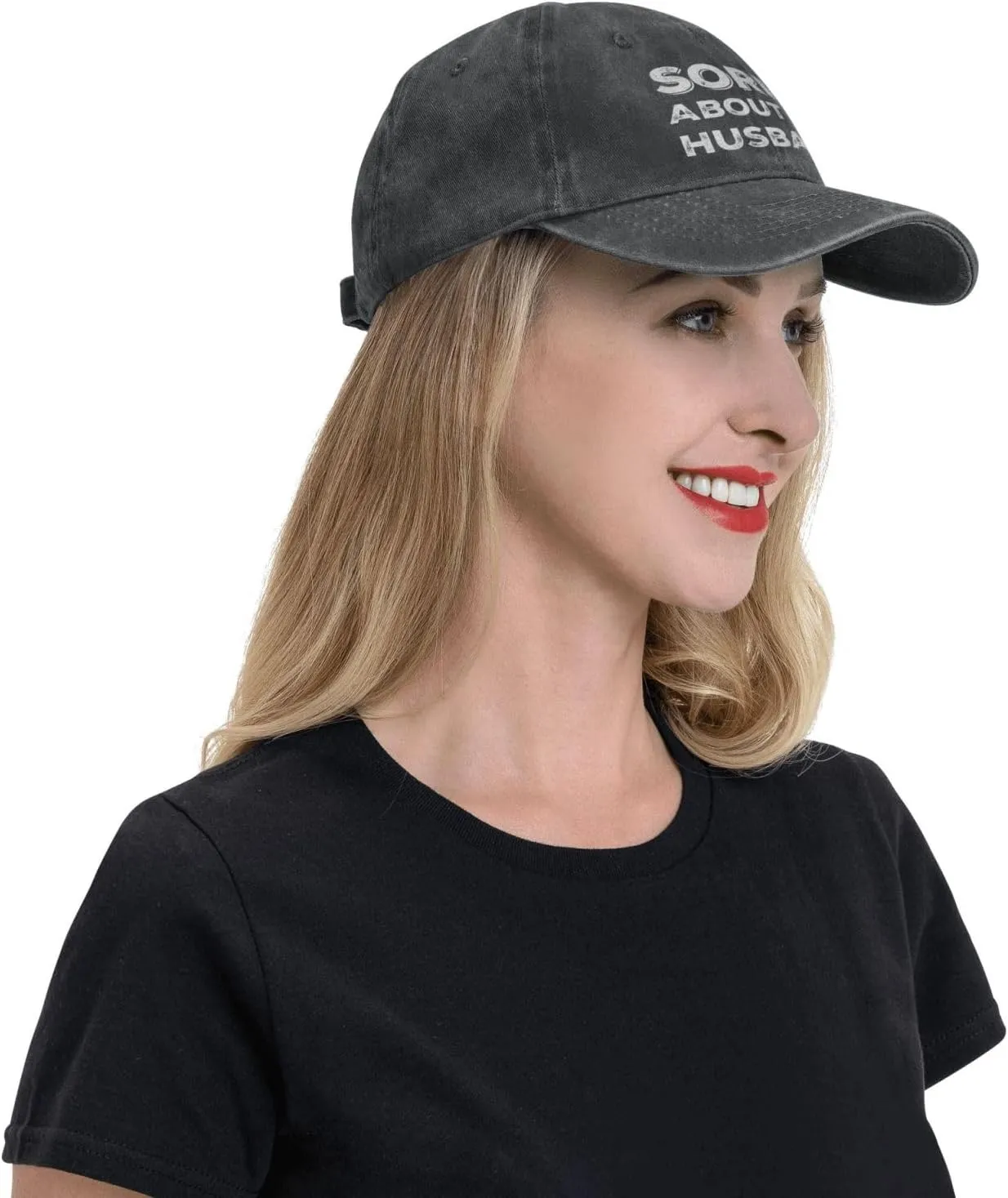 Sorry About My Husband Trucker Hat Women Funny Mesh Cap for Summer