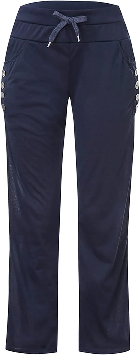 Sweatpants Women Womens Casual Drawstring Pants Solid Wide Leg Loose Sports Running Leisure Time Trousers with Pocket