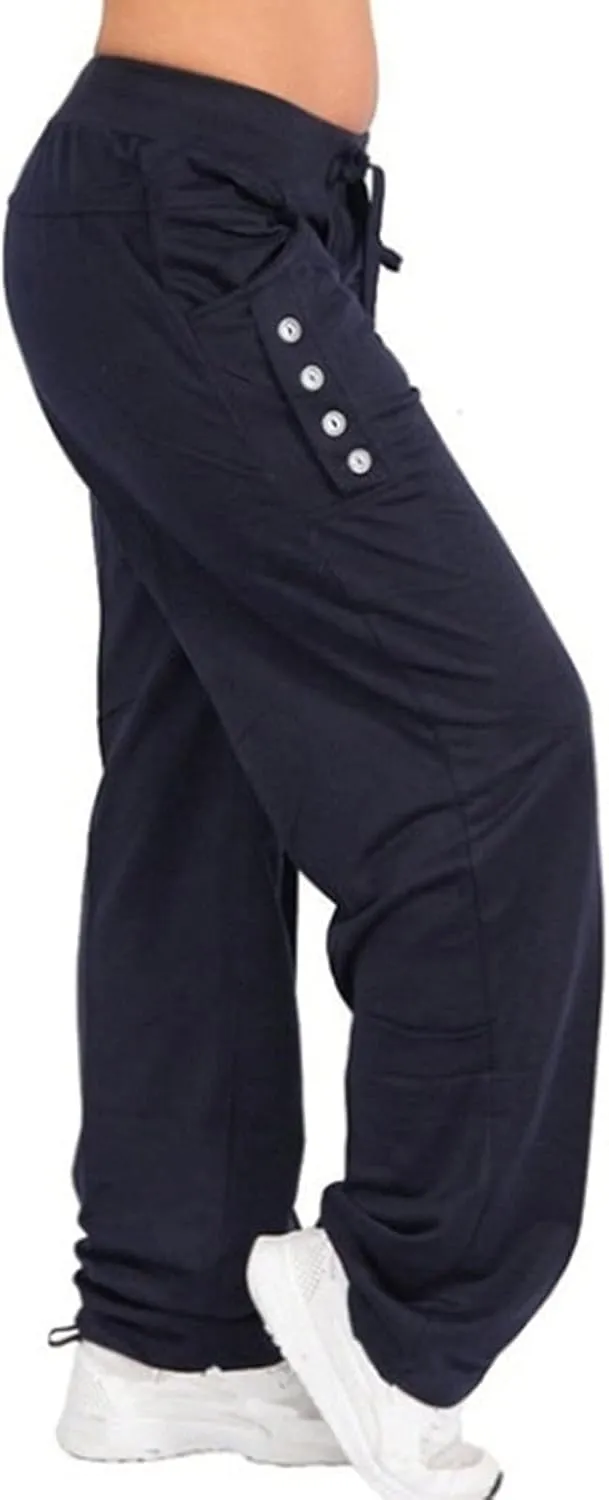 Sweatpants Women Womens Casual Drawstring Pants Solid Wide Leg Loose Sports Running Leisure Time Trousers with Pocket