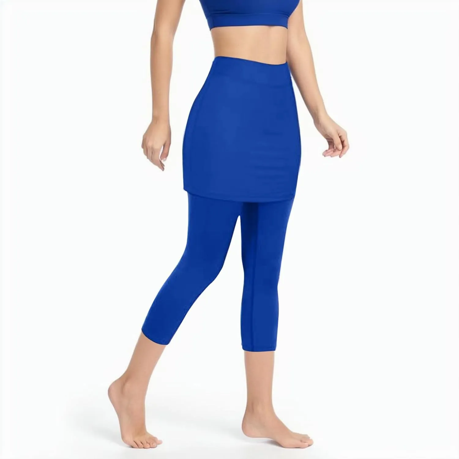 Tennis Skirt With Leggings For Women with Pockets Active Sport Running Skort Pants Slim Fit Workout Capri Trousers