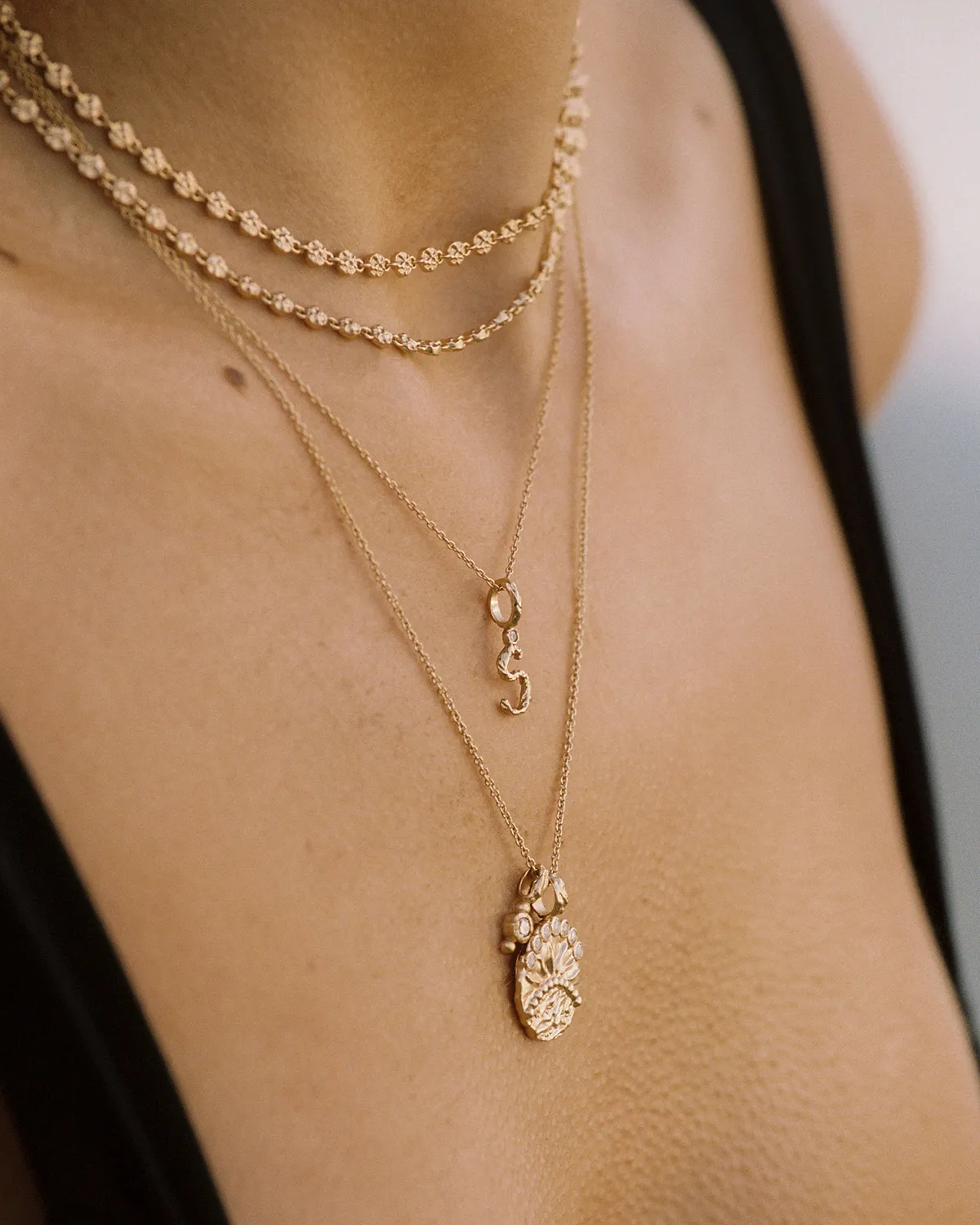 Textural Letter Necklace