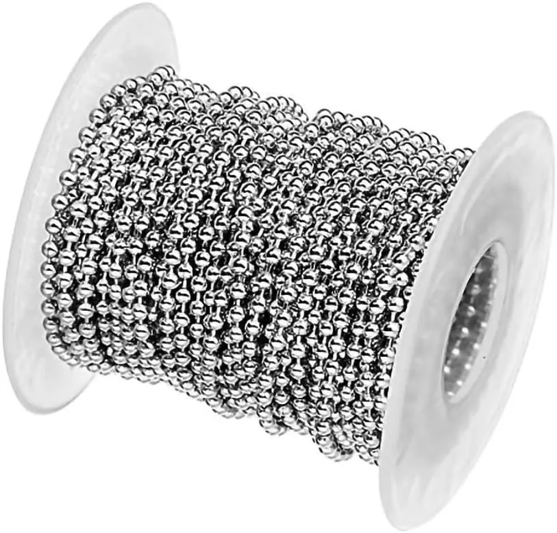 Tiparts 30 Feet Stainless Steel Ball Chains Necklace with 20pcs Connectors Clasps,Silver Bead Chain Sets (Chain Width 2.4mm 20pcs connectors)