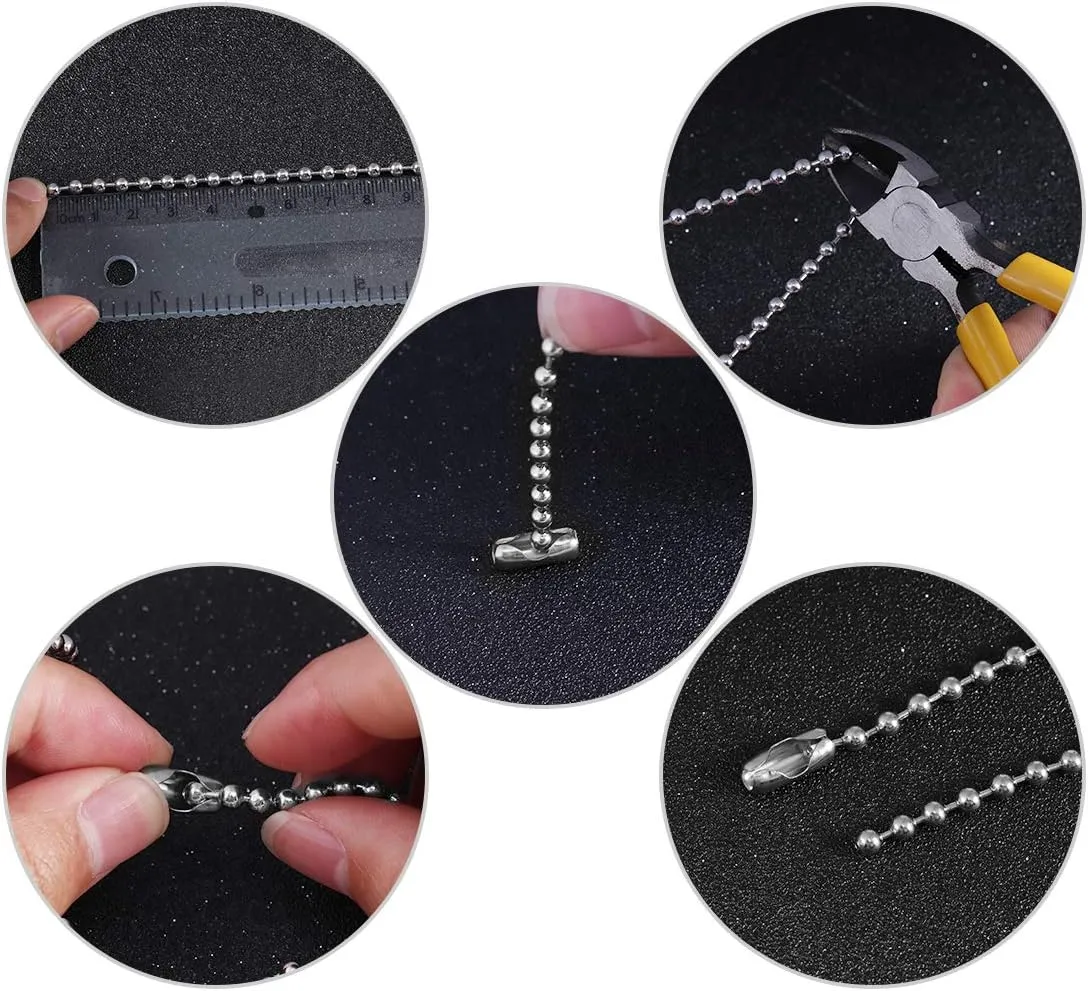 Tiparts 30 Feet Stainless Steel Ball Chains Necklace with 20pcs Connectors Clasps,Silver Bead Chain Sets (Chain Width 2.4mm 20pcs connectors)