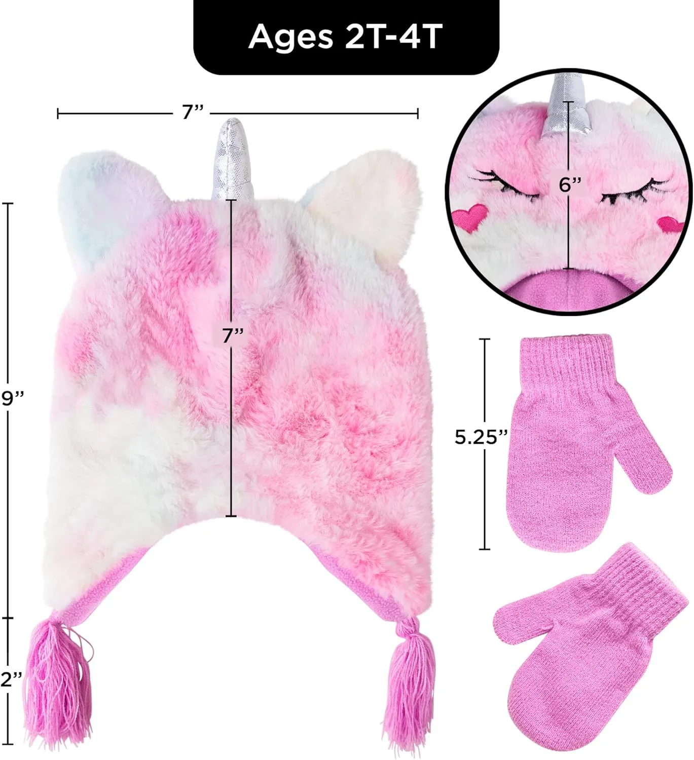 Toddler Winter Hat and Gloves Set for Ages 4-7 or Boys & Girls Winter Hat & Toddler Mittens Ages 2-4
