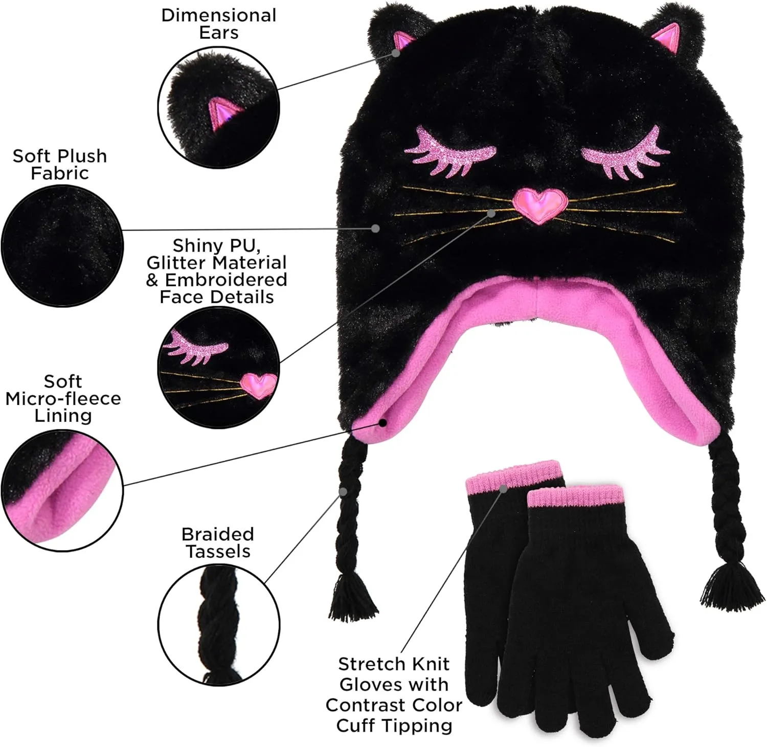 Toddler Winter Hat and Gloves Set for Ages 4-7 or Boys & Girls Winter Hat & Toddler Mittens Ages 2-4